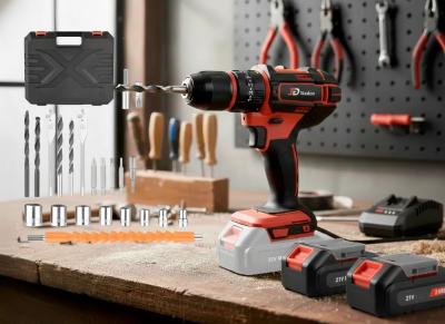 Taladro Atornillador 13mm Percutor 2 baterías 21v + 24 Pcs